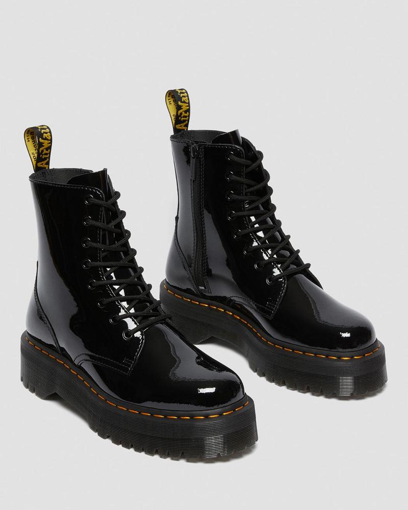 Dr Martens Jadon Lak Læder Platform Støvler Dame Sort | DK 242TCE